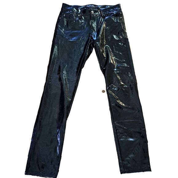 Tripp NYC Pants Mens 28 Black Skinny Leg Grunge Goth Vinyl 90s Vampire Punk - Picture 2 of 12